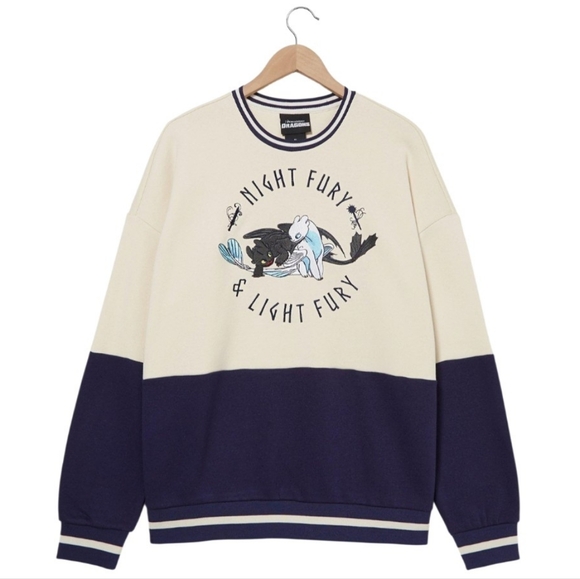 How To Train Your Dragon Toothless & Light Fury Panel Sweatshirt Unisex - Picture 1 of 2